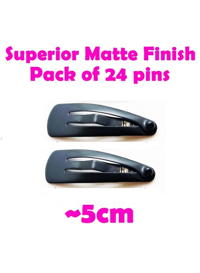 أتش بي هاي بروفايل مشبك شعر تيك تاك أسود إكسسوارات شعر كورية دبابيس تيك تاك للنساء والفتيات (عبوة من 24 قطعة) لون أسود غير لامع - مقاس 5 سم - Image 4