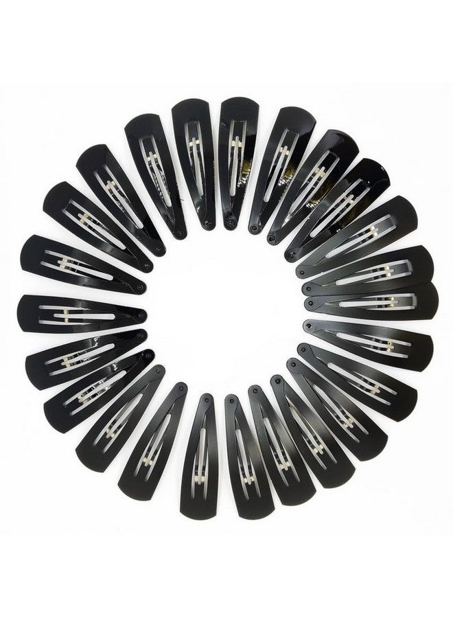 أتش بي هاي بروفايل مشبك شعر تيك تاك أسود إكسسوارات شعر كورية دبابيس تيك تاك للنساء والفتيات (عبوة من 24 قطعة) لون أسود غير لامع - مقاس 5 سم - Image 1