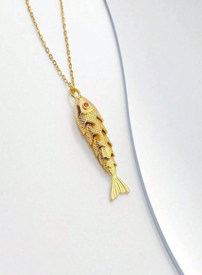 JAVARNV Fish Necklace Gold Drop Necklace Dainty Gold Pendant Necklaces for Women Elegant Layered Jewelry Statement Accessory, metal, no gemstone - Image 4