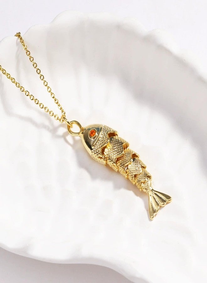 JAVARNV Fish Necklace Gold Drop Necklace Dainty Gold Pendant Necklaces for Women Elegant Layered Jewelry Statement Accessory, metal, no gemstone - Image 5