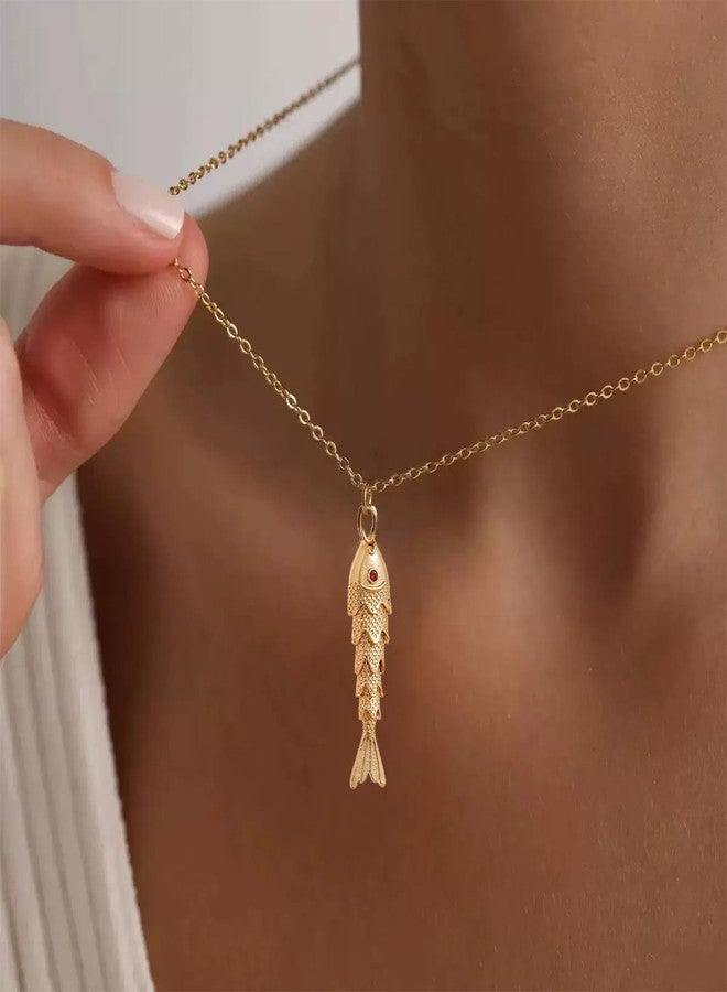 JAVARNV Fish Necklace Gold Drop Necklace Dainty Gold Pendant Necklaces for Women Elegant Layered Jewelry Statement Accessory, metal, no gemstone - Image 3
