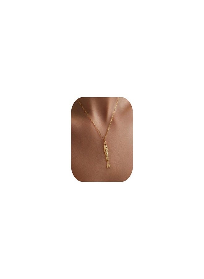 JAVARNV Fish Necklace Gold Drop Necklace Dainty Gold Pendant Necklaces for Women Elegant Layered Jewelry Statement Accessory, metal, no gemstone - Image 1