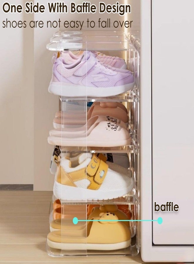 DBYANAN Acrylic Kids Shoe Rack for Closet 2 Pack Toddler Shoe Storage 4 Sections Kids Shoes Organizer Baby Shoe Rack Organizer Clear Small Shoe Shelf for Closet Entryway - Image 3