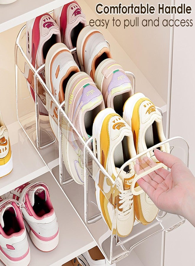 DBYANAN Acrylic Kids Shoe Rack for Closet 2 Pack Toddler Shoe Storage 4 Sections Kids Shoes Organizer Baby Shoe Rack Organizer Clear Small Shoe Shelf for Closet Entryway - Image 4