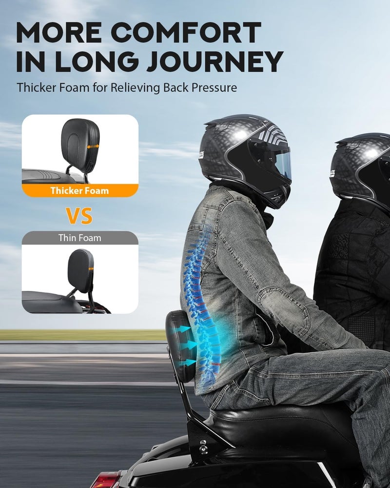 PBYMT Detachable Passenger Backrest, Quick Release 2-up Sissy Bar Fit for Harley Davidson Touring Street Glide Road Glide Road King Electra Glide 2009-2024, Gloss Black - Image 2