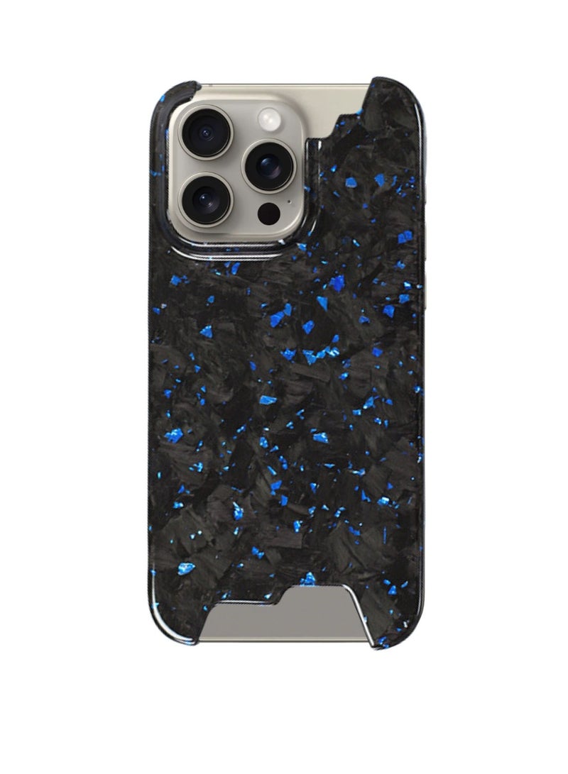 سولاري غطاء حماية من ألياف الكربون الأراميد الحقيقية لهاتف iPhone 15 Pro (أزرق). - Image 2