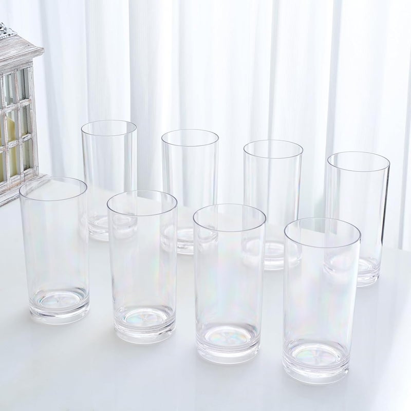 Khen Acrylic Classic Clear Plastic Reusable Drinking Glasses Set of 8 Restaurant Cups Style 16oz Unbreakable Water Tumbler Juice Wine Cups  BPAFree Tumblers  TopRack Dishwasher Safe Tritan - Image 3