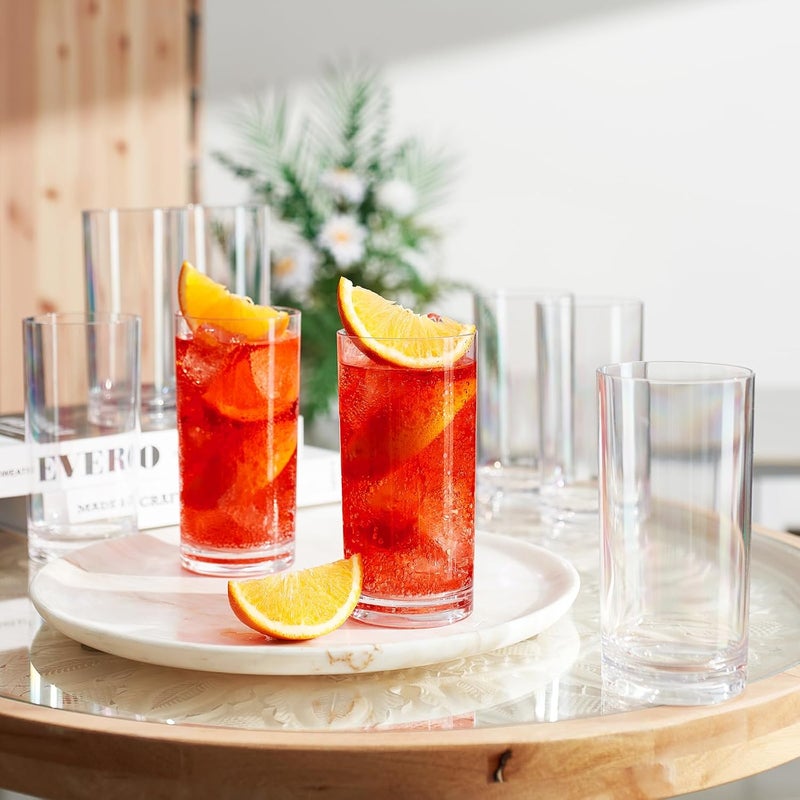Khen Acrylic Classic Clear Plastic Reusable Drinking Glasses Set of 8 Restaurant Cups Style 16oz Unbreakable Water Tumbler Juice Wine Cups  BPAFree Tumblers  TopRack Dishwasher Safe Tritan - Image 2