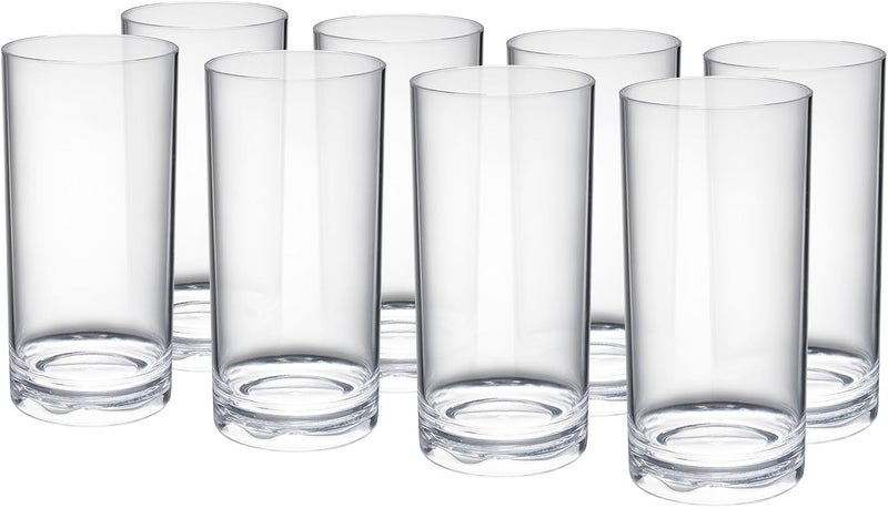 Khen Acrylic Classic Clear Plastic Reusable Drinking Glasses Set of 8 Restaurant Cups Style 16oz Unbreakable Water Tumbler Juice Wine Cups  BPAFree Tumblers  TopRack Dishwasher Safe Tritan - Image 4