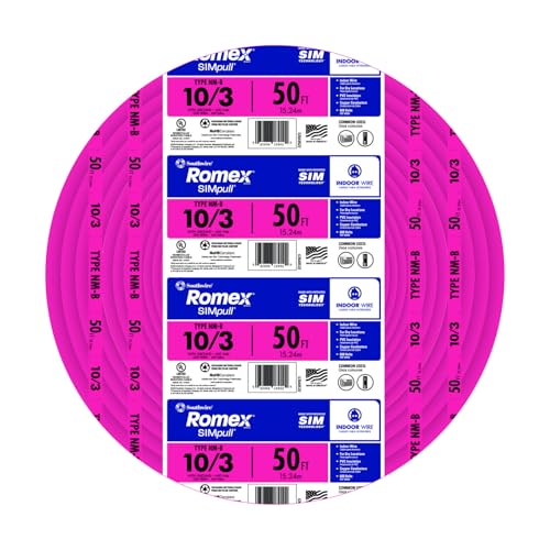 Southwire Romex SIMpull Residential Wire, 10 Gauge, 3 Conductor, 25Ft, NMW/G Wire, Pink, 63948521 - Image 2