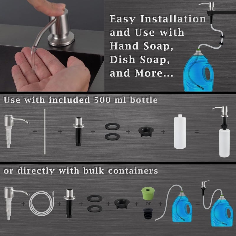 Stylever Styever Soap Dispenser for Kitchen Sink with Pump -16oz Bottle Built in Countertop Dish soap Dispenser with 4 Inch Spout- Oil Rubbed Bronze Sink Soap Dispenser Extension Kit with 47 Inch Tube - Image 5