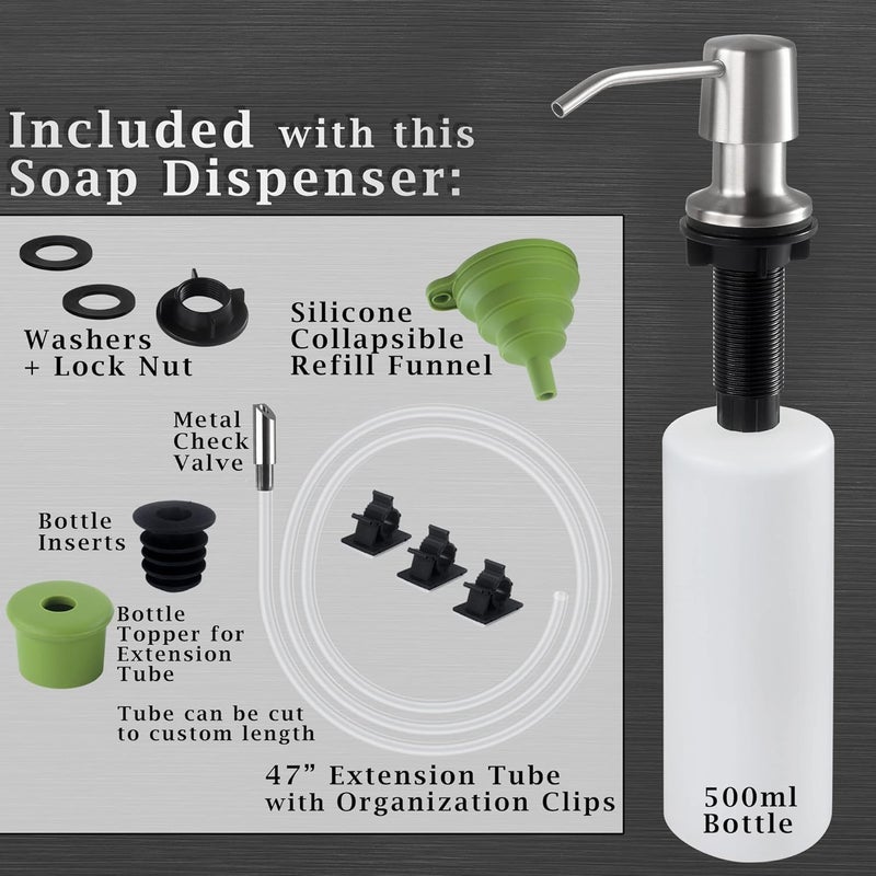 Stylever Styever Soap Dispenser for Kitchen Sink with Pump -16oz Bottle Built in Countertop Dish soap Dispenser with 4 Inch Spout- Oil Rubbed Bronze Sink Soap Dispenser Extension Kit with 47 Inch Tube - Image 3