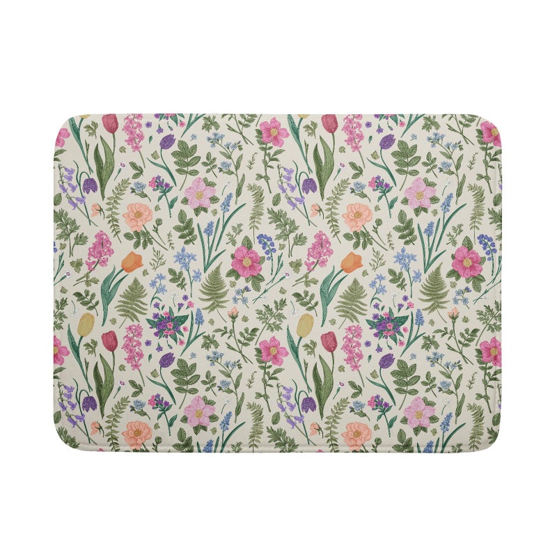 Aytipun Spring Floral Dish Drying Mat for Kitchen Counter 18x24 Pink Sage Green Flower Vintage Botanical Print Absorbent Reversible Microfiber Drying Mats Kitchen Countertop Protector Dishes Drainer Rack Pad - Image 2