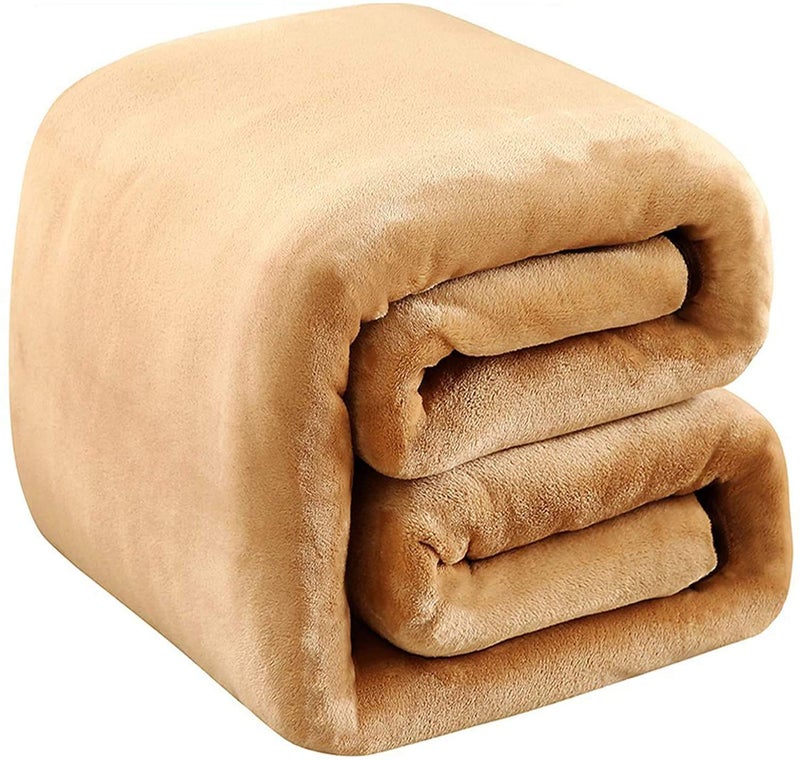 Richave Polar Fleece Blankets Twin Size for The Bed Extra Soft Brush Fabric Super Warm Sofa Blanket 66"" x 90""(Camel Twin) - Image 5