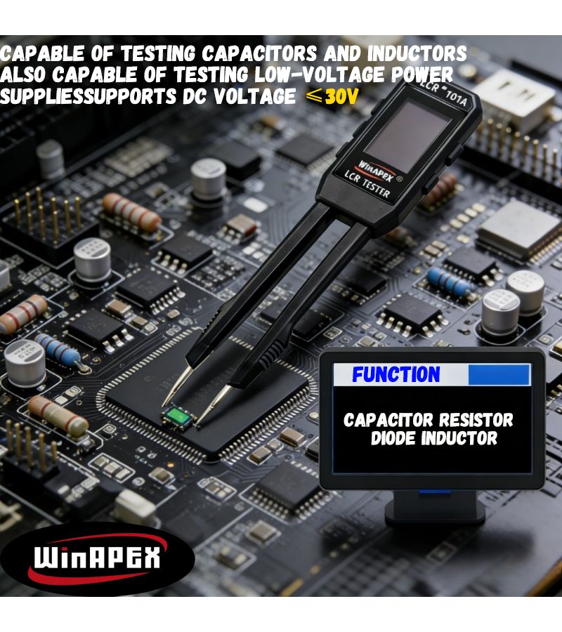 Winapax Intelligent Tweezers Bridge Electronic Component Tester With Signal Generator And Frequency Scanning Function Measures Voltage Resistance Capacitance Inductance IED Design Suitable For Circuit Boards Wires Lithium Polymer - Image 5