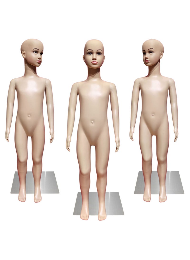 أورتوك عارضة أزياء أطفال كاملة الجسم بطول 110 سم، دمية أطفال بلاستيكية واقعية 1 قطعة مع قاعدة معدنية، رأس قابل للدوران 360 درجة، مانيكان واقف لعرض ملابس الأولاد والبنات في المتاجر والمحلات والبوتيكات، سهل التجميع - Image 1