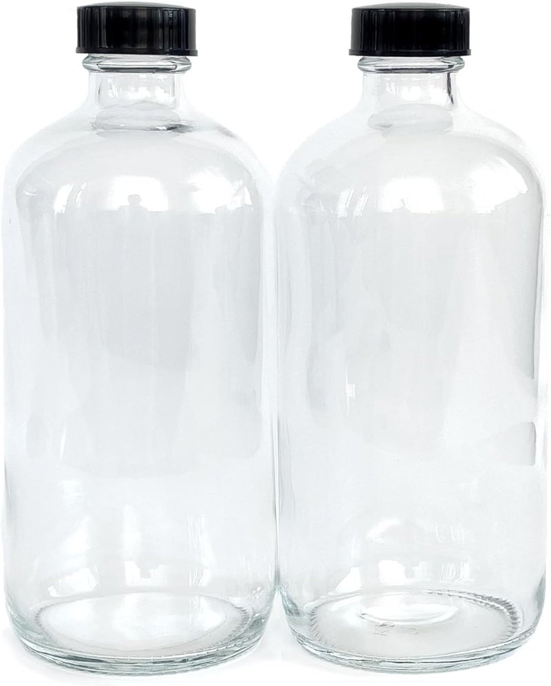 Vivaplex 2 Clear 16 oz Glass Bottles with Lids - Image 1