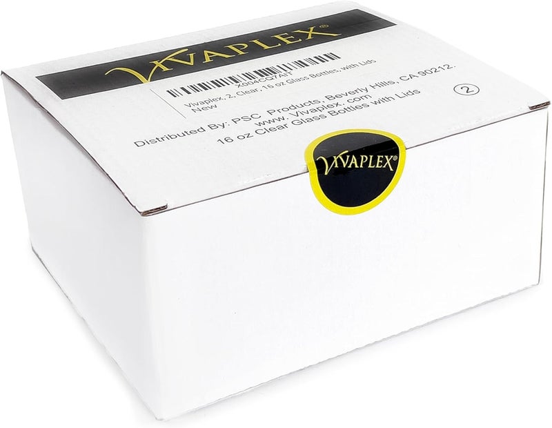 Vivaplex 2 Clear 16 oz Glass Bottles with Lids - Image 2