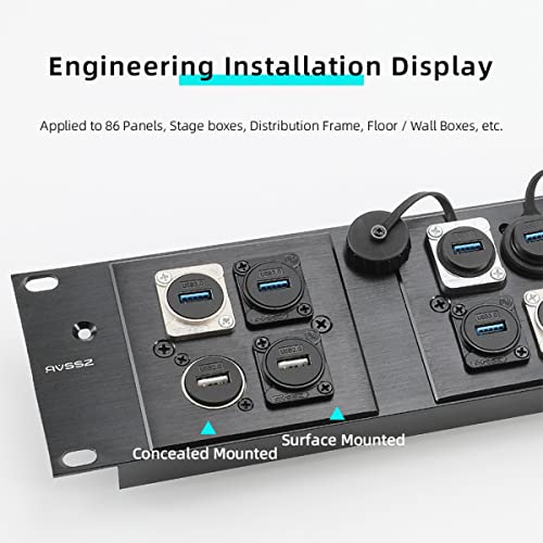 PENGLIN 5PCS USB3.0 D Series Panel-Mount Connector,Waterproof USB Port Socket 86 Panel Mount Square Female to Female Converter Data Transfer Interface Adapter for Network Industrial Equipment - Image 4