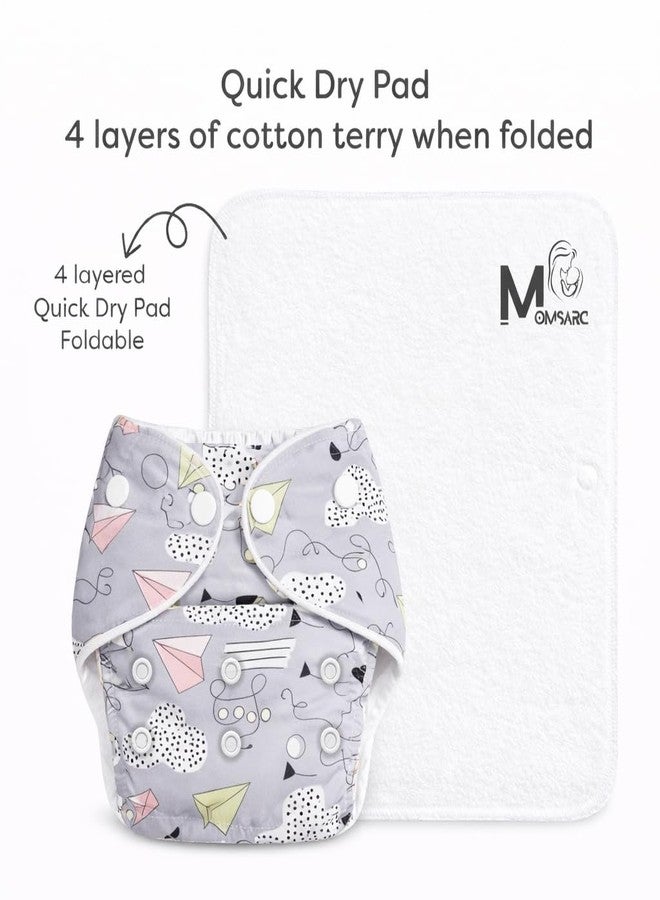 MOMSARC Cotton Cloth Diapers for Baby Washable & Reusable Cotton Langot for New Born 0-3 Years Free size Leak Proof Diapers with Quick Dry Pad + 4 Insert Pads Reduces Rash (Multicolur, 4 Combo Pack) - Image 3