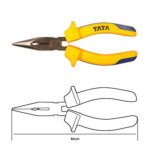 AGRICO Tata Agrico 6 Inch Long Nose Plier | Chrome Vanadium Steel | Induction Hardened Cutting Edges | Forged C50 Steel | Polished Head | Comfort Grip Handle | Durable Hand Tool | (Pack of 1, PLN001) - Image 4