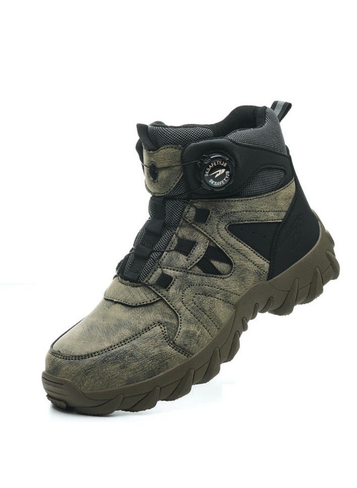 NIBEMINENT Men's Safety Boots Work Boots Anti-smashing Anti-puncture Men Boots High Top Outdoor Safety Shoes Protective Steel Toe Shoes