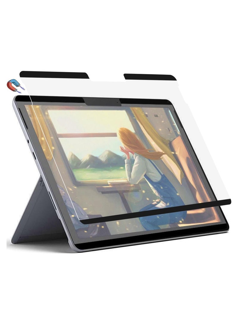 Paper Film Magnetic Screen Protector Compatible with Microsoft Surface Pro 9, 13” 2022 Bubble-Free Matte Film, Write and Draw Like on Paper, Removable on Tempered Glass Stand - Image 1