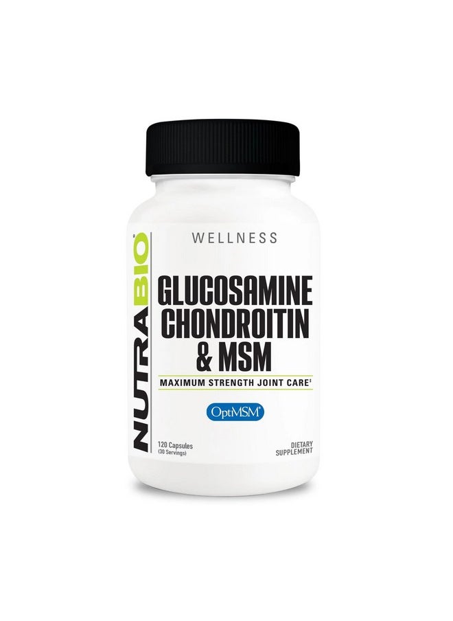 NutraBio NutraBio Glucosamine Chondroitin & OptiMSM Supplement, Joint Support Formula - 120 Capsules (120 Count)  - Image 1