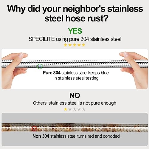 SPECILITE 75ft 304 Stainless Steel Garden Hose Metal, Heavy Duty Water Pipe with Nozzles for Yard, Outdoor - Flexible, Never Kink & Tangle, Puncture Resistant (Sliver) - Image 2