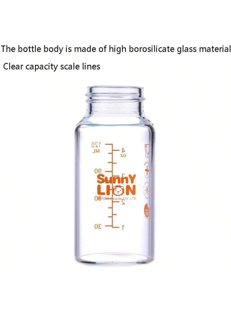 Newborn glass baby bottles, available in 3 sizes, designed for breastfeeding, with a breast-like nipple, anti-colic valve, and dishwasher and sterilizer safe. - Image 5