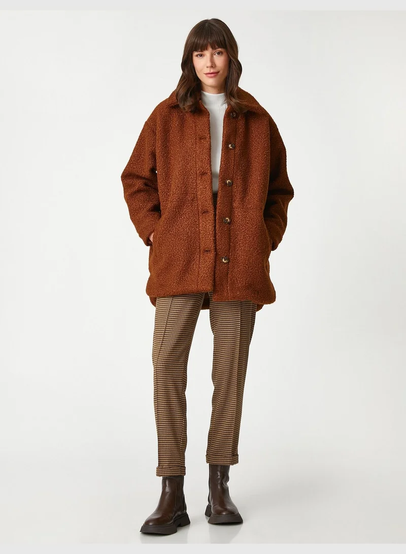 KOTON Şahika Ercümen X Koton - Oversized Pocket Button Maxi Jacket