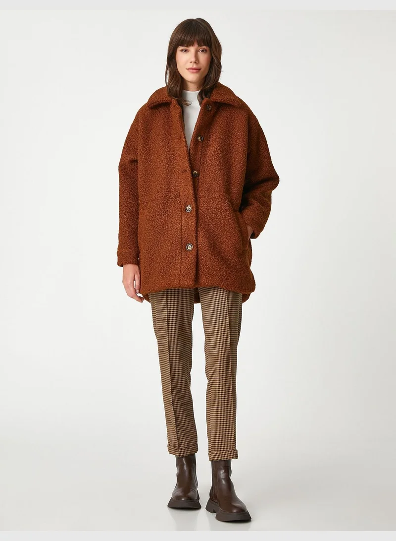 KOTON Şahika Ercümen X Koton - Oversized Pocket Button Maxi Jacket