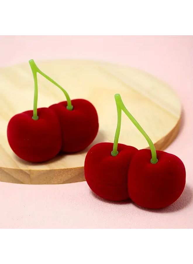 10 Pcs Romantic Mini Cherry Earrings Box Velvet Ring Box Pendant Jewelry Storage Case For Proposal Confession Gift Party Favor Valentine Christmas Birthday - Image 2