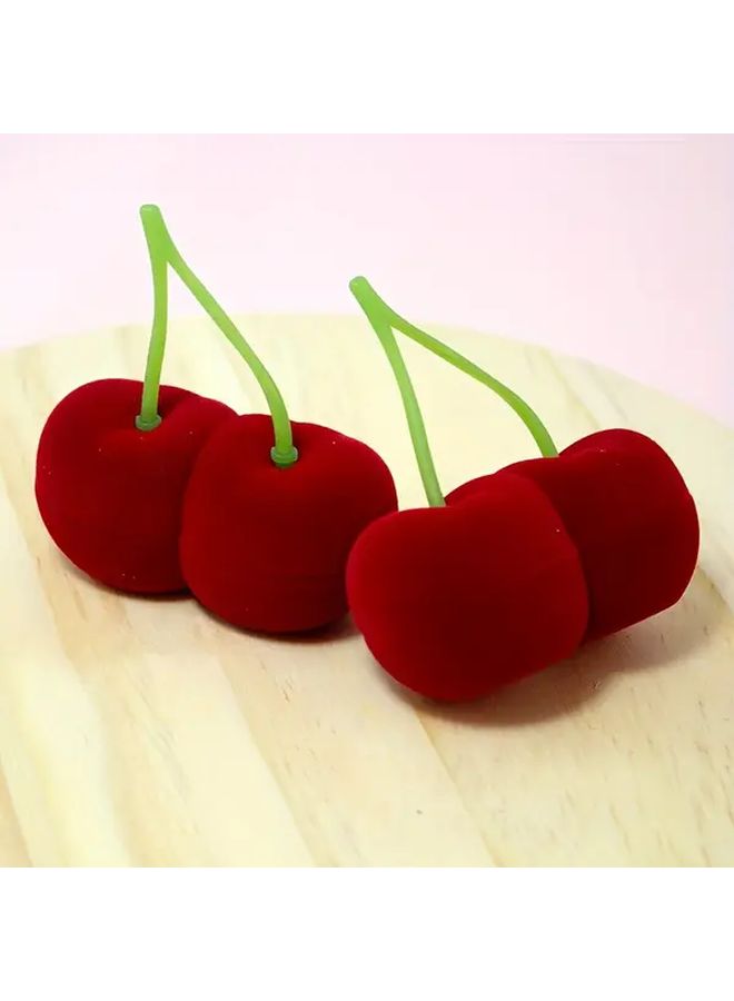 10 Pcs Romantic Mini Cherry Earrings Box Velvet Ring Box Pendant Jewelry Storage Case For Proposal Confession Gift Party Favor Valentine Christmas Birthday - Image 1