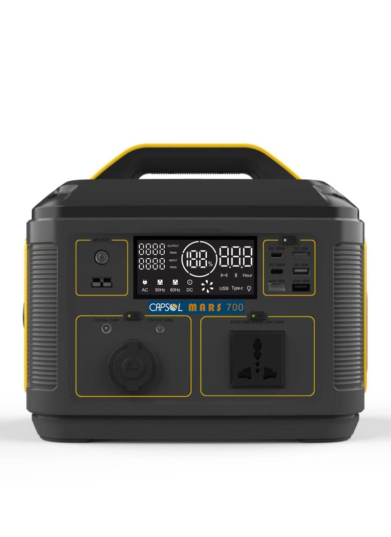 Solaris Solutions CAPSOL MARS 700 Portable Power Station 710Wh 192000mAh 700W Solar Generator 2hrs to 100% Lithium Battery USBC PD3.0 100W LED Lights for Camping Caravans Desert Outdoor  - Image 1