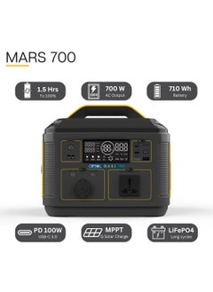 Solaris Solutions CAPSOL MARS 700 Portable Power Station 710Wh 192000mAh 700W Solar Generator 2hrs to 100% Lithium Battery USBC PD3.0 100W LED Lights for Camping Caravans Desert Outdoor  - Image 4