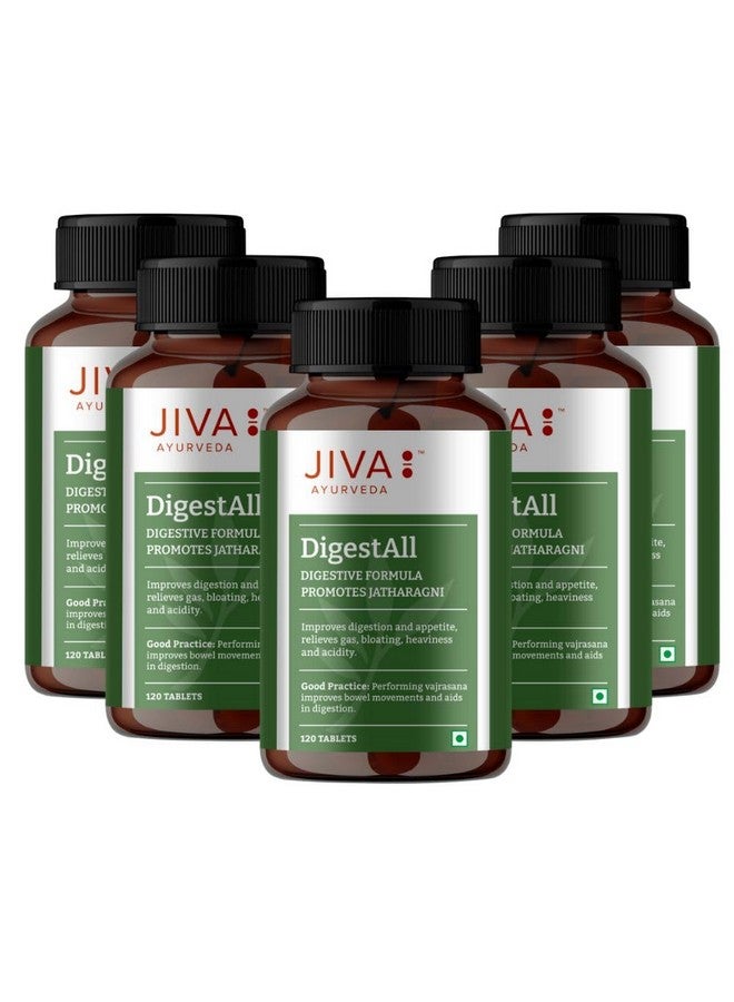 Jiva Digestall Tablet 500mg 600 Tablet | Provides Relief From Indigestion | Flatulence and Gastric Distress - 120 Tablet (Pack of 5) - Image 1