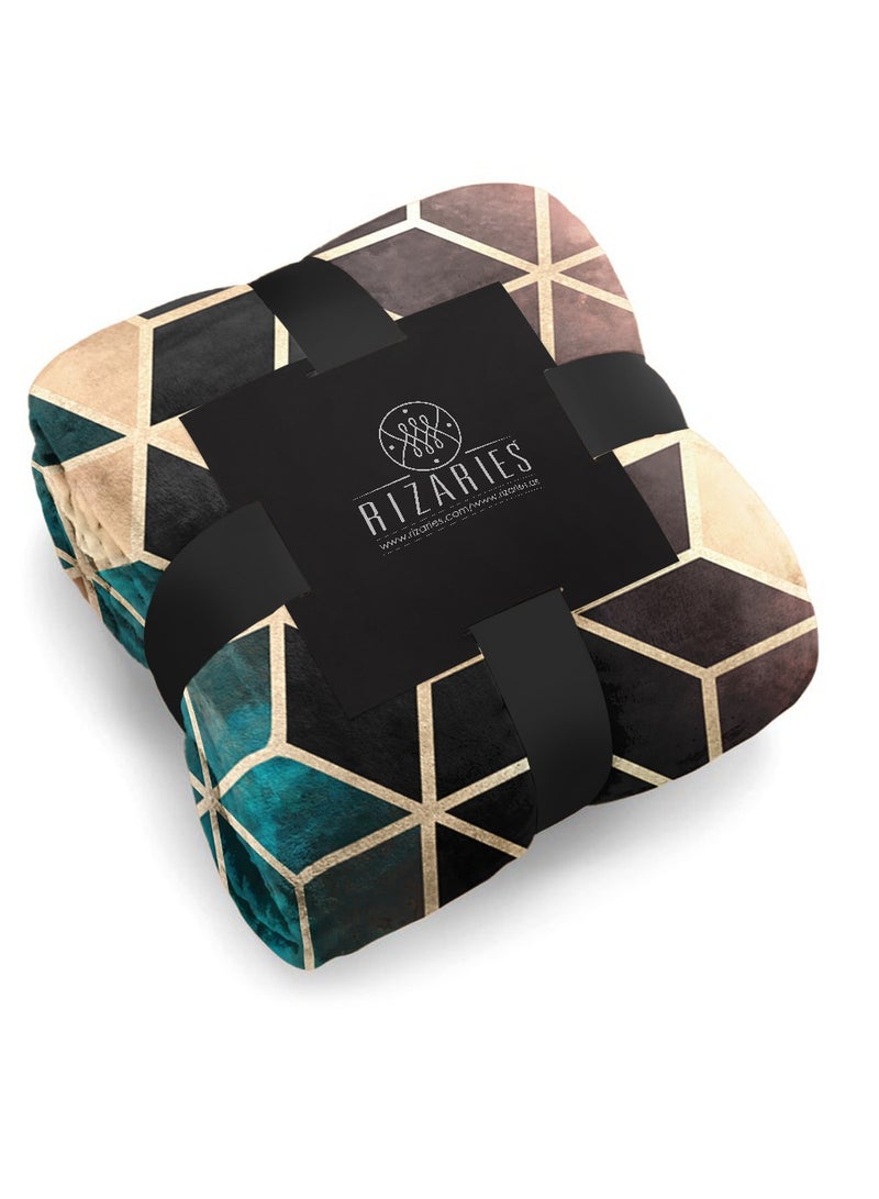 RIZARIES بطانية أريكة ناعمة بتدرجات الألوان الزمردية والنحاسية - Image 2