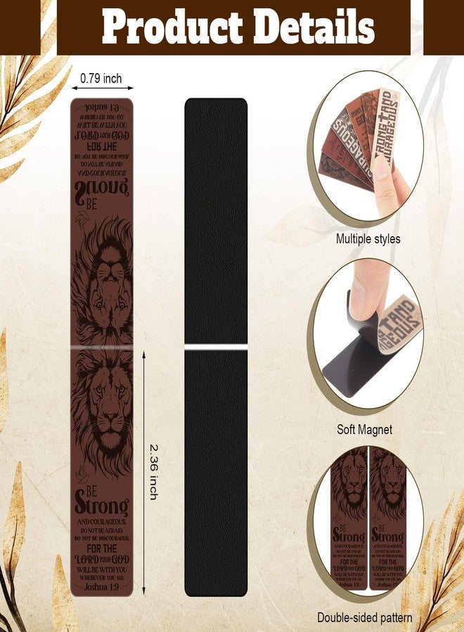 Tosstuki 48 Pcs Magnetic Bible Bookmarks for Men Christian Gifts Bulk Lion Inspirational Scripture Bookmarks, The Lord is My Strength Strong & Courageous Christmas Religious Gifts - Image 2