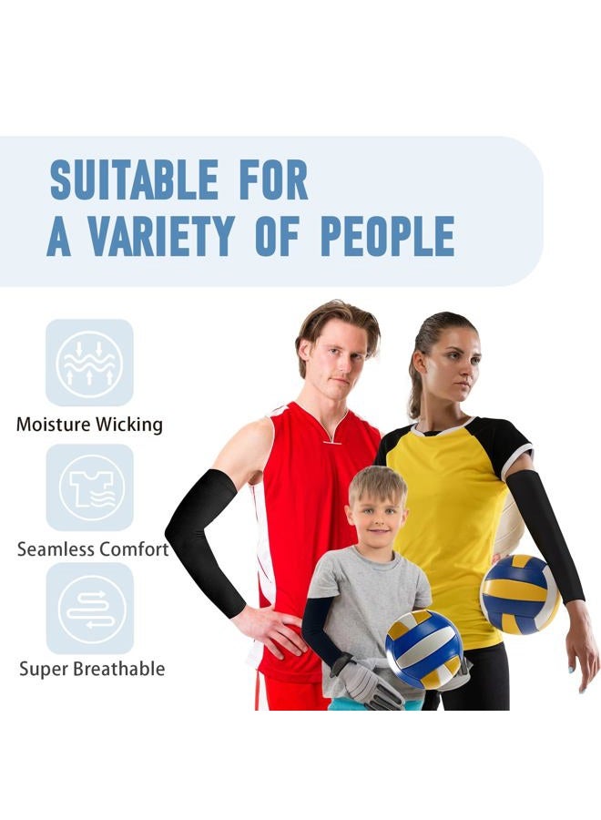 Peabownn Volleyball Arm Sleeves Kids 5XS-2XL - Breathable Arm Sleeve Youth Men Women for Football Baseball Compression, Black, S - Image 2