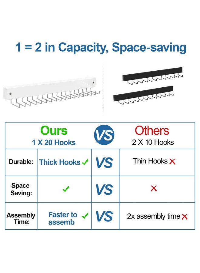 OTECKK Tie Organizer Belt Organizer Wall Mounted, Tie Rack Belt Hanger for Closet with 20 Storage Hooks, Belt Tie Holder for Closet Organizer Storage  - Image 3
