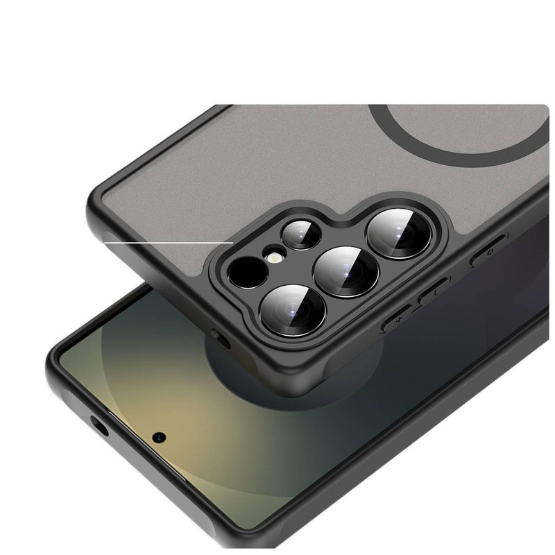 غطاء MagSafe، لـ باللون الأزرق Samsung Galaxy S24 Plus، أزرق، ملمس الجلد مغناطيسي للمكتب للاستخدام الخارجي للطاولة - Image 4