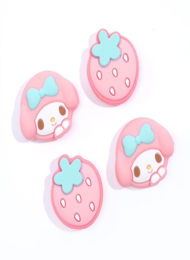 WISHAVEN Cute Pocket Monsters Joycon Thumb Grip Caps Compatible with Nintendo Switch, Soft Silicone Joystick Cover for Nintendo Switch/OLED/Lite Controller, 4PCS (Strawberry & Sweet Bunny) - Image 1