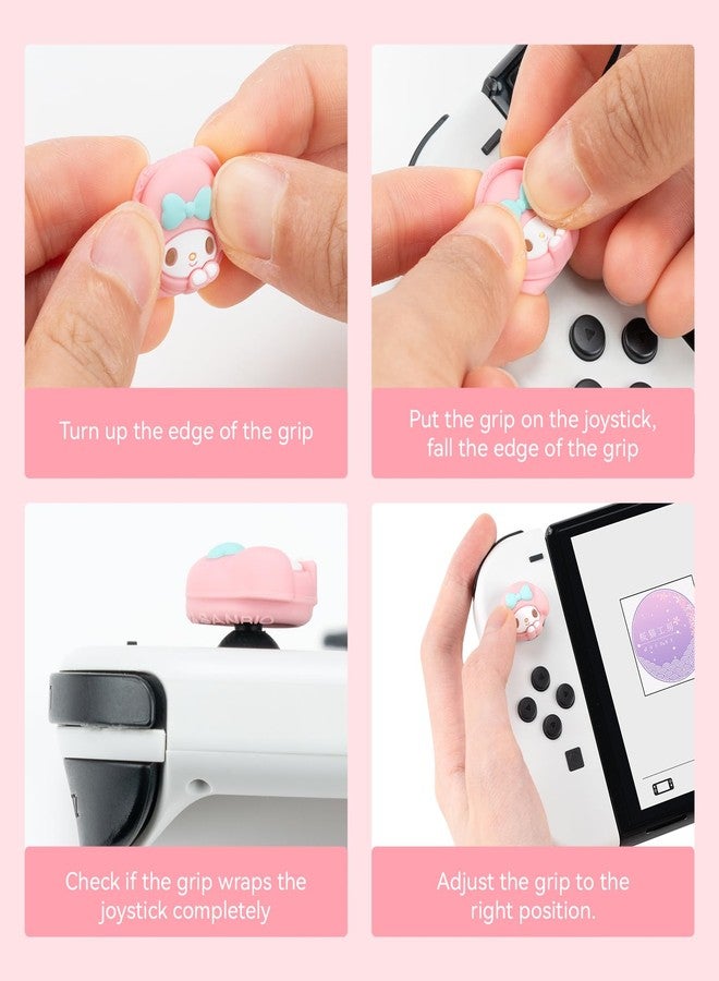WISHAVEN Cute Pocket Monsters Joycon Thumb Grip Caps Compatible with Nintendo Switch, Soft Silicone Joystick Cover for Nintendo Switch/OLED/Lite Controller, 4PCS (Strawberry & Sweet Bunny) - Image 5