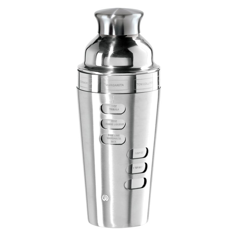 OGGI Dial A Drink Cocktail Shaker-23oz Stainless Steel Shaker, 8 Recipes, Stainless Steel Lid has Built In Strainer, Ideal Cocktail Mixer, Martini Shaker, Margarita Shaker & More, Stainless - Image 1