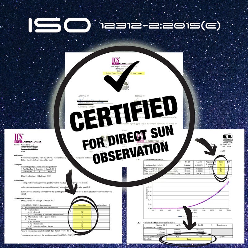 Soluna Solar Eclipse Glasses AAS Approved 2024 - Made in the USA CE and ISO Certified Safe Shades for Direct Sun Viewing (5 Pack) - Image 4