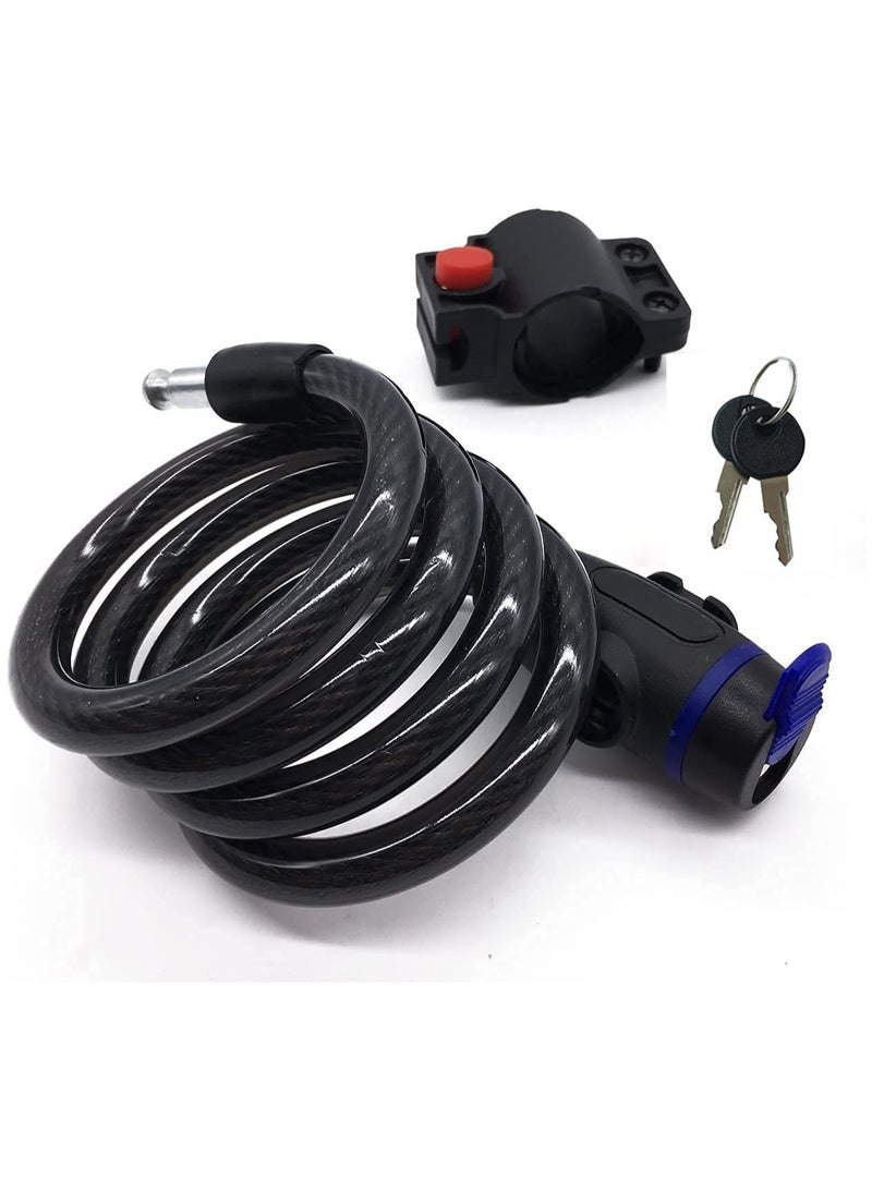 GNAFOTU Bike Lock, Bike Key Lock, Cable Steel Coiled Secure Lock with Integrated Key Lock, Mounting Bracket, for Bicycle Stroller Scooter Electric Cycle Outdoor, 1.2M (4 Feet), 1/2 Inch Diameter - Image 1
