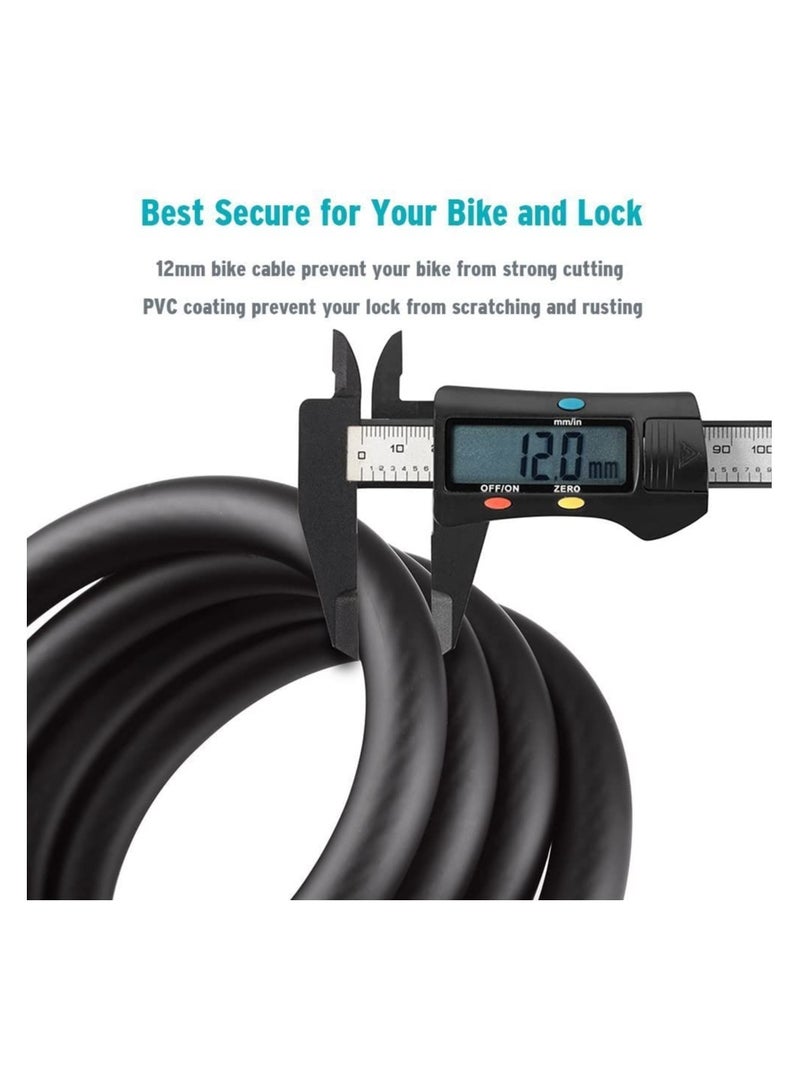 GNAFOTU Bike Lock, Bike Key Lock, Cable Steel Coiled Secure Lock with Integrated Key Lock, Mounting Bracket, for Bicycle Stroller Scooter Electric Cycle Outdoor, 1.2M (4 Feet), 1/2 Inch Diameter - Image 3