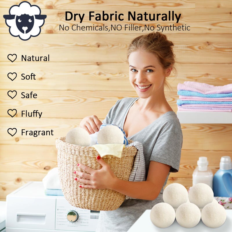 Beieverluck 12 Pack Wool Dryer Balls XL Reusable Laundry Balls for Dryer Natural Fabric Softener Ball with 1 Storage Bags Reduce Wrinkles and Decrease Drying Time - Image 4