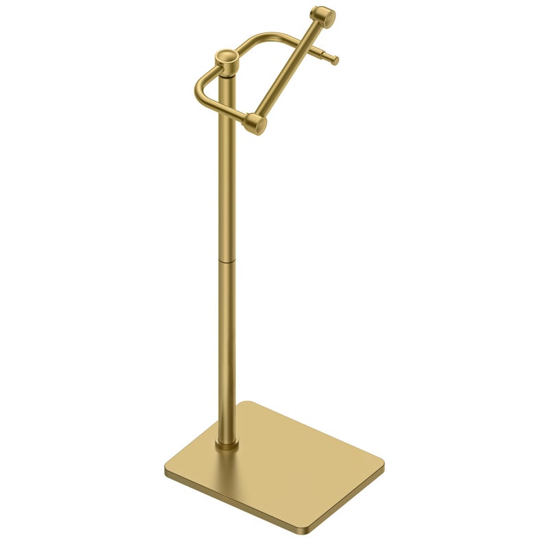 Ruacq Toilet Paper Holder Stand  Bathroom Toilet Paper Roll Holder Free Standing  Toilet Tissue Holder Stand With Post Pivoting Design  Stable Weighted Base  Sus304 Stainless Steel (Brushed Gold) - Image 1